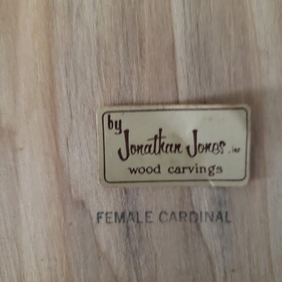 Jonathan Jones Wood Carvings Hand Carved Cardinal Bird Male Female Pair 2pc Vtg - Picture 6 of 16